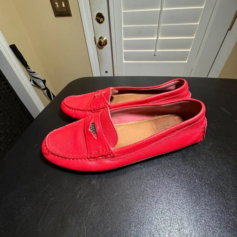Coach size 7.5 red driving slip on loafers